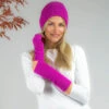 Fuchsia Pink Cashmere Beanie And Mittens Set 2 Fuchsia Pink Cashmere Beanie And Mittens Set -Elegant Scarf Store womens pink cashmere beanie mittens set 1
