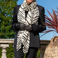 Black And White Zebra Print Cashmere And Silk Wrap